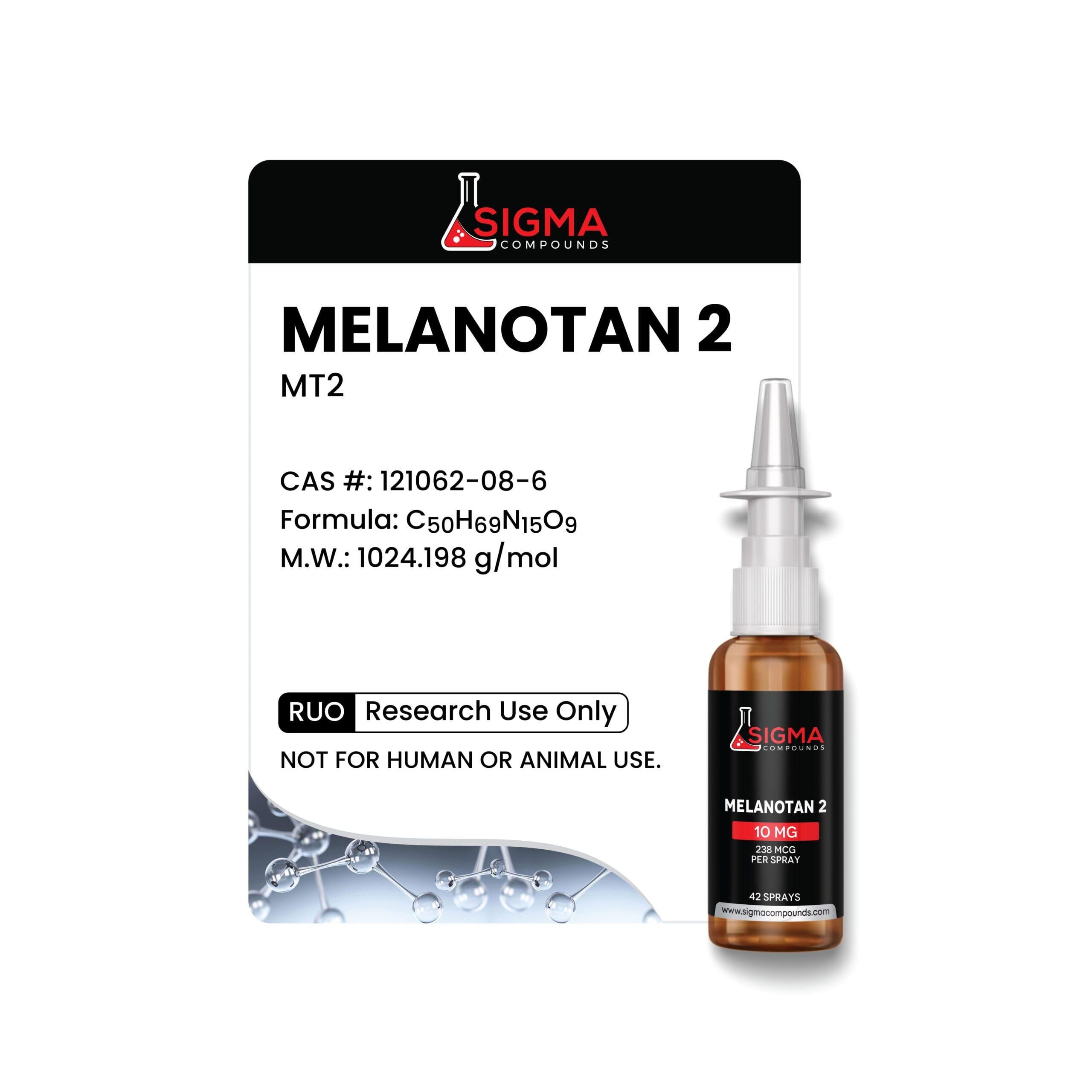 Sigma Compounds Melanotan 2 (10 MG) — Mist — label and specifications