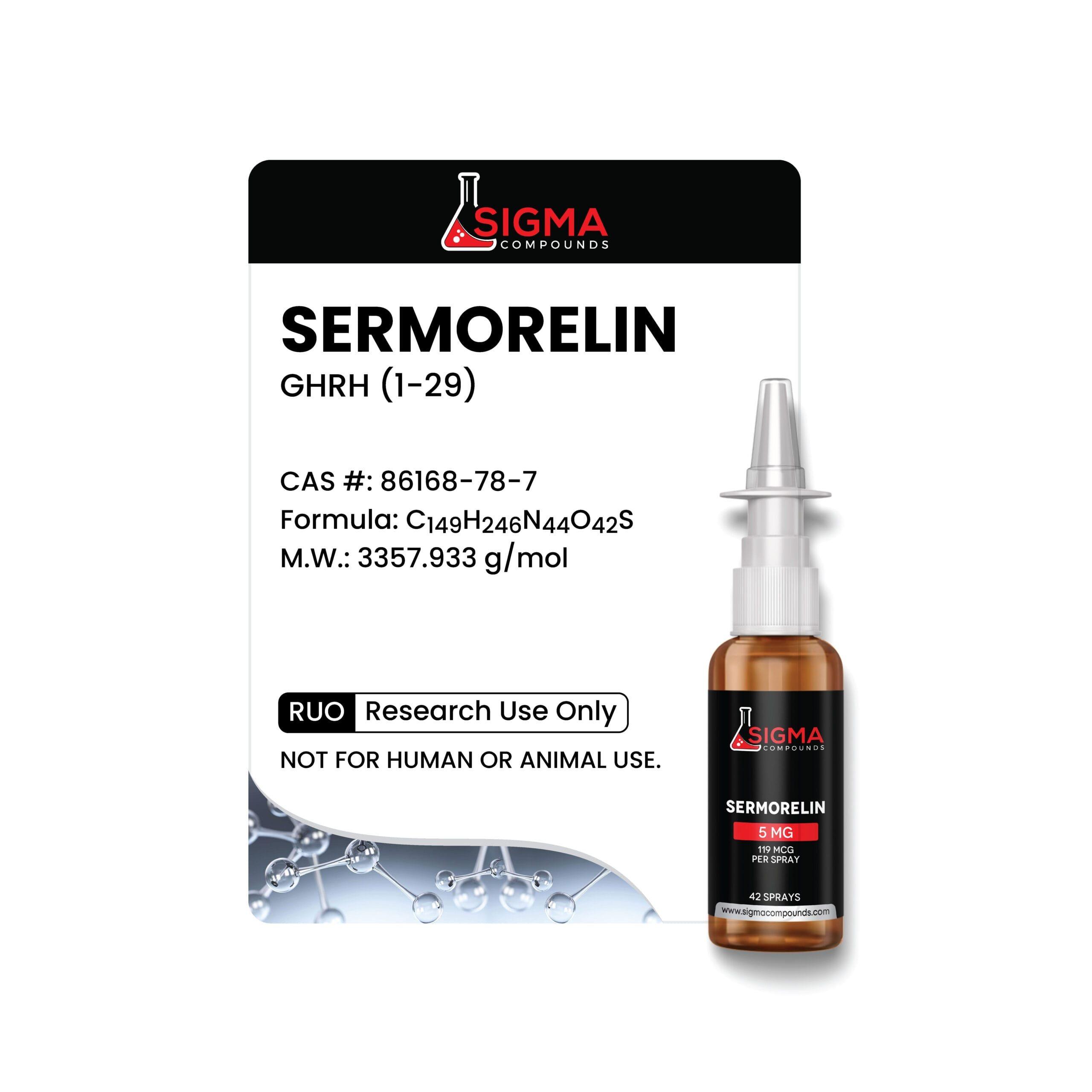 Sigma Compounds Sermorelin (10 MG) — Mist — label and specifications