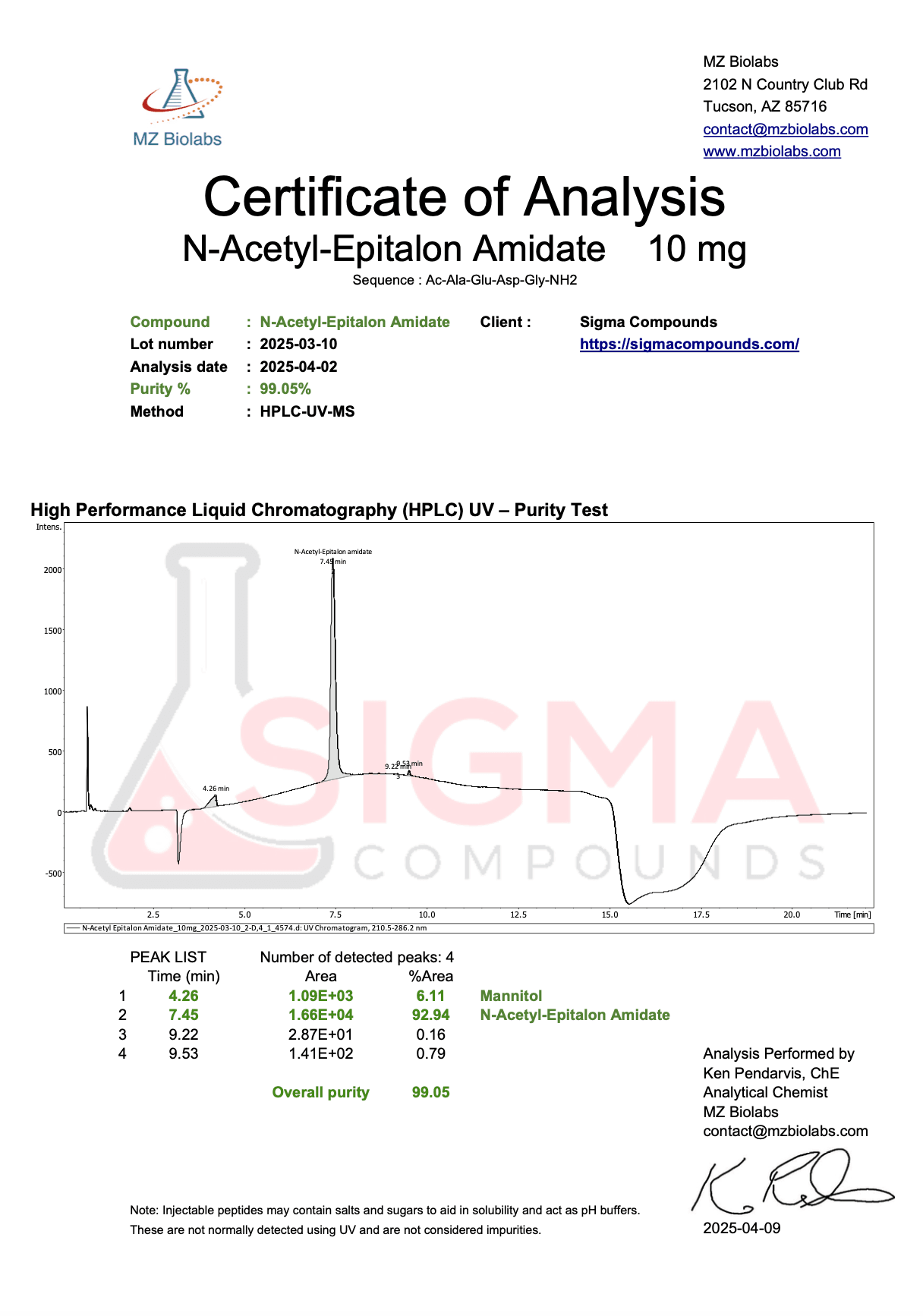 epithalon 20 mg amidate Epithalon main image 1